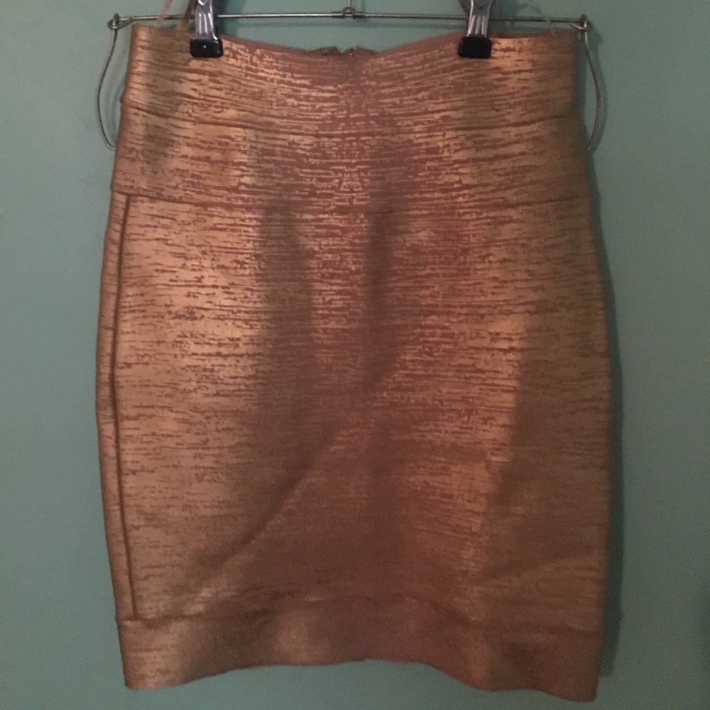 Herve Leger Gold Bandange Skirt